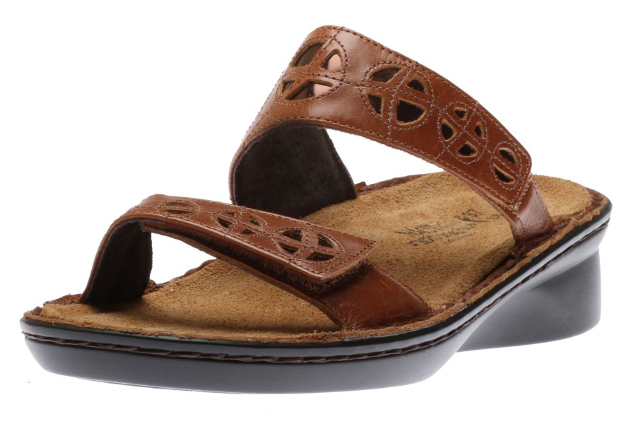 Women Naot | Cornet Brown Leather Slide Sandal