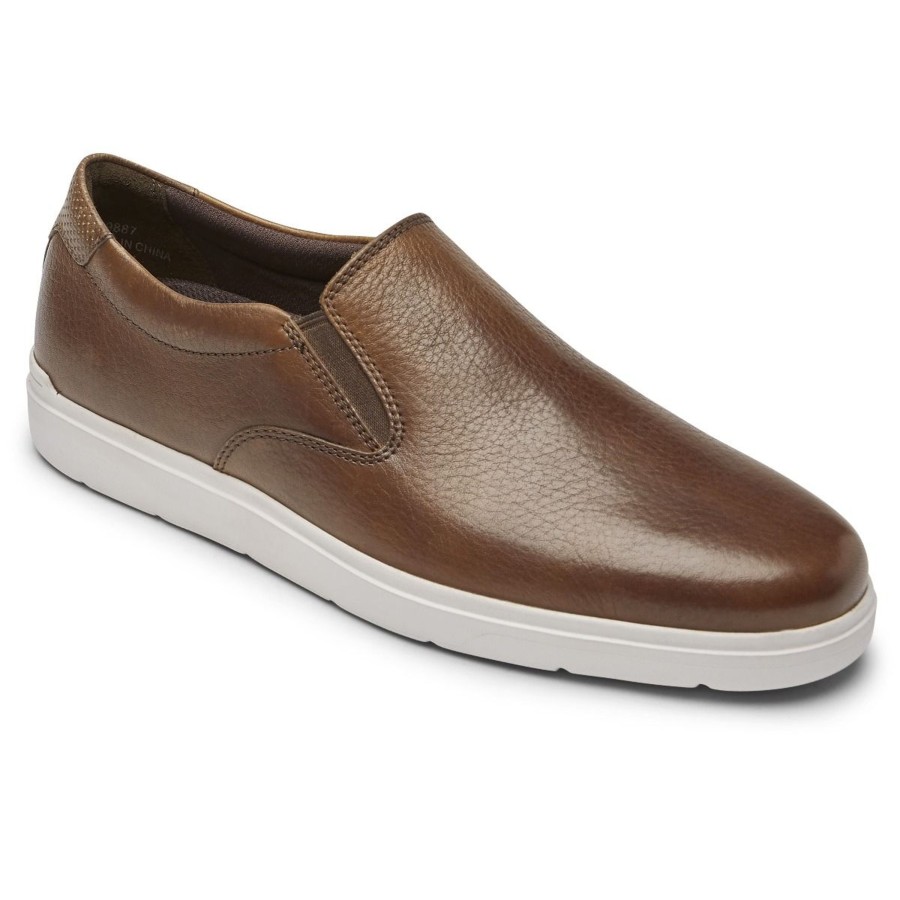 Men Rockport | Total Motion Lite Cognac Brown Leather Slip-On Sneaker