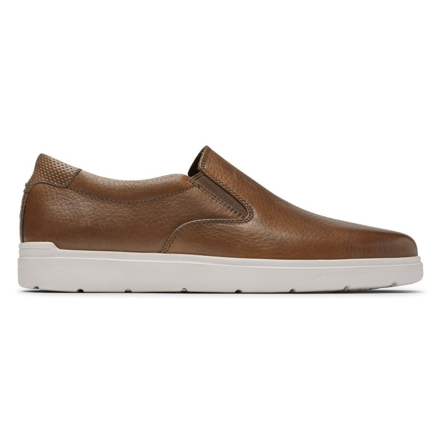 Men Rockport | Total Motion Lite Cognac Brown Leather Slip-On Sneaker