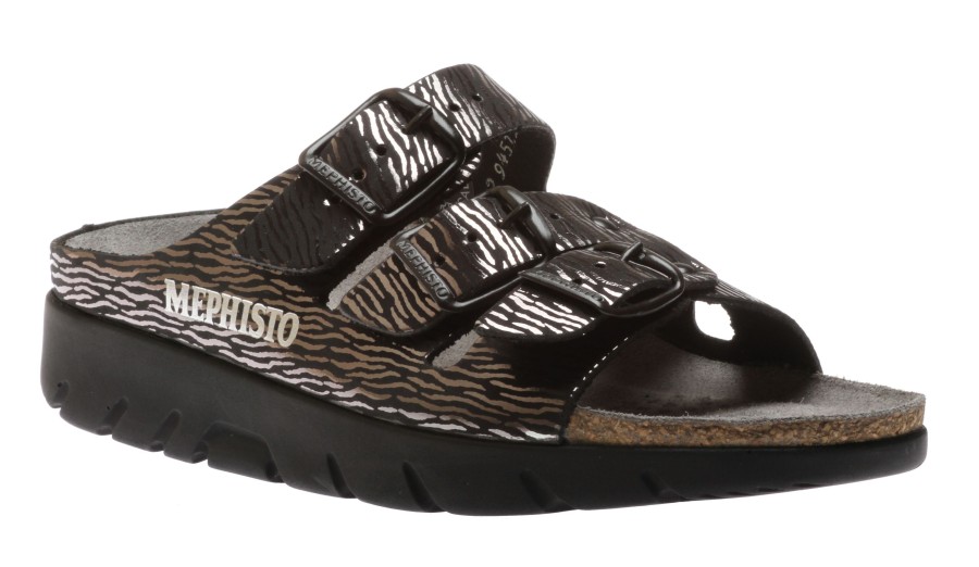 Women Mephisto | Zach Zebra Black Slide Sandal